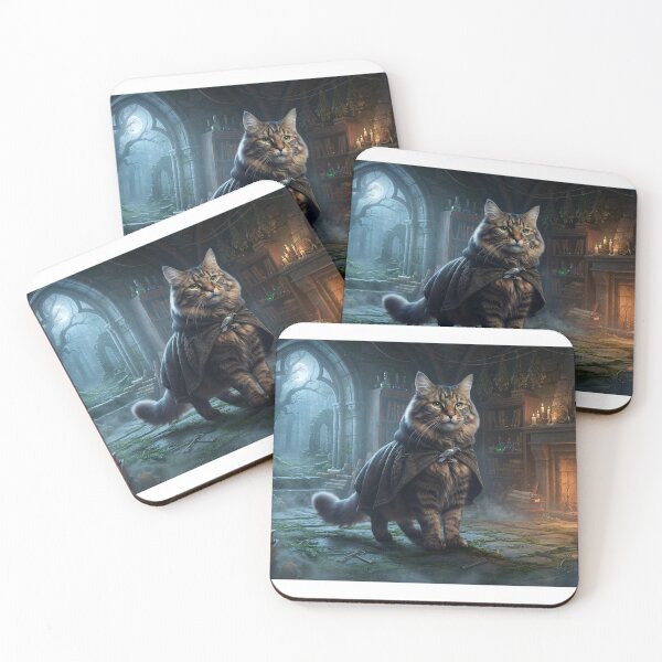 Item preview, Maine Coon Cat Wizard Alchemist - Magical Fantasy Library designed and sold by Ghostlycats2026.