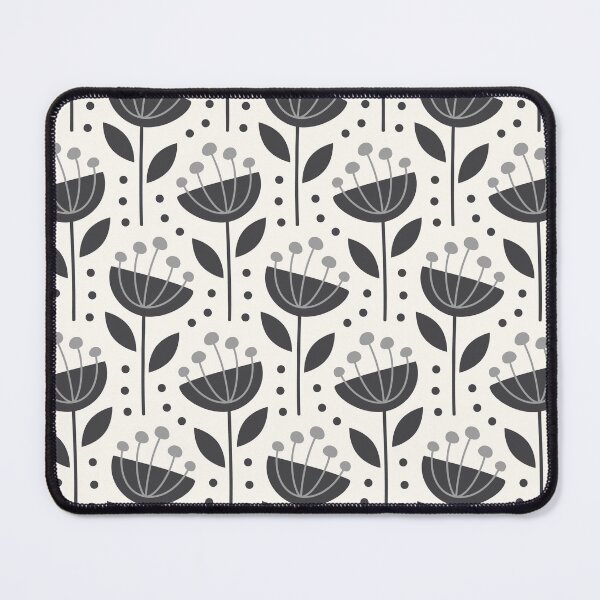 Item preview, Blooming Mid Century Flowers Black Grey on Cream designed and sold by Pinkdeer Designs.