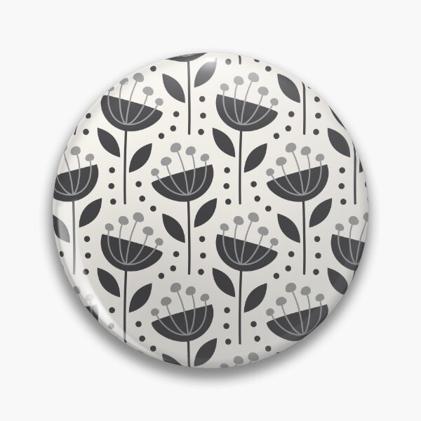 Item preview, Blooming Mid Century Flowers Black Grey on Cream  designed and sold by Pinkdeer Designs.