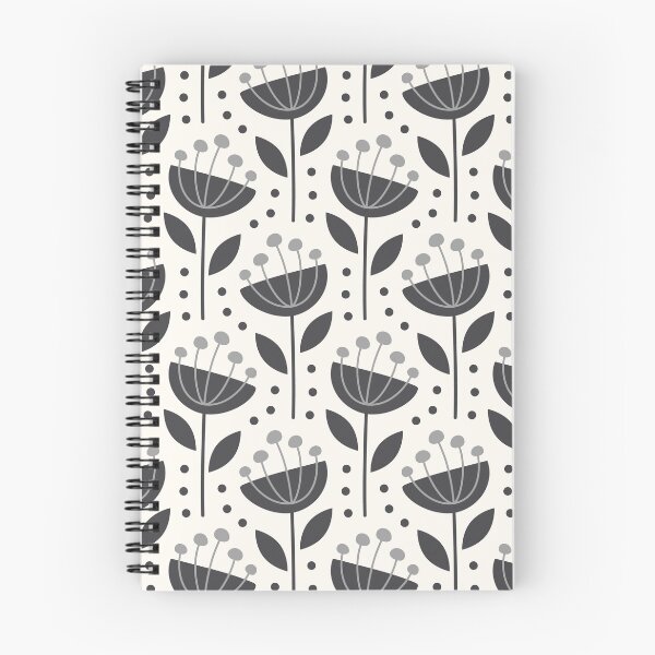 Item preview, Blooming Mid Century Flowers Black Grey on Cream designed and sold by Pinkdeer Designs.