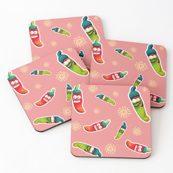 Item preview, Red and green chillis and suns pattern designed and sold by TurquoiseChicken.