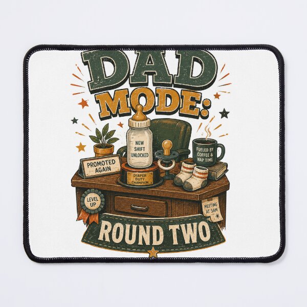Item preview, Dad Mode Round Two Funny Office Desk Baby Announcement Shirt designed and sold by @SHINTOSARTSTORE.