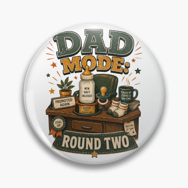 Item preview, Dad Mode Round Two Funny Office Desk Baby Announcement Shirt designed and sold by @SHINTOSARTSTORE.