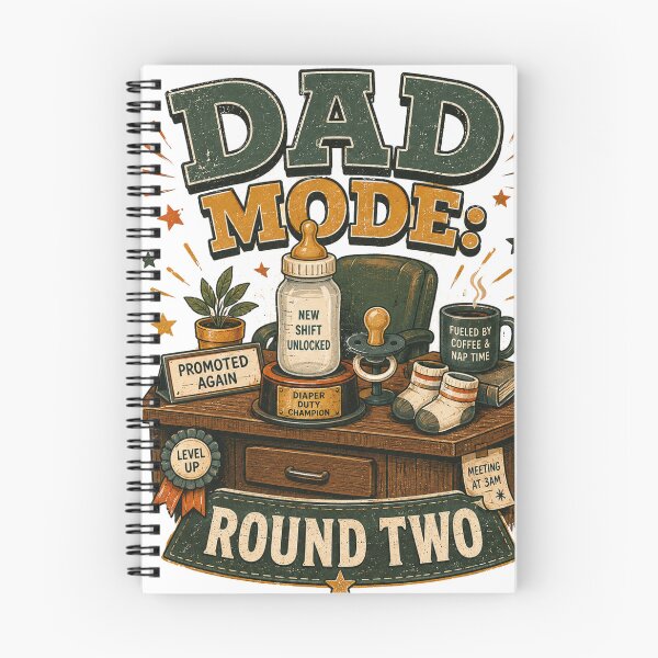 Item preview, Dad Mode Round Two Funny Office Desk Baby Announcement Shirt designed and sold by @SHINTOSARTSTORE.