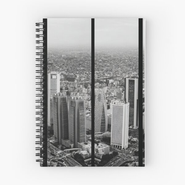 Item preview, Tokyo Shinjuku Cityscape – 4‑Panel Segmented Urban Skyline (Black & White) designed and sold by ARbyCharlie.