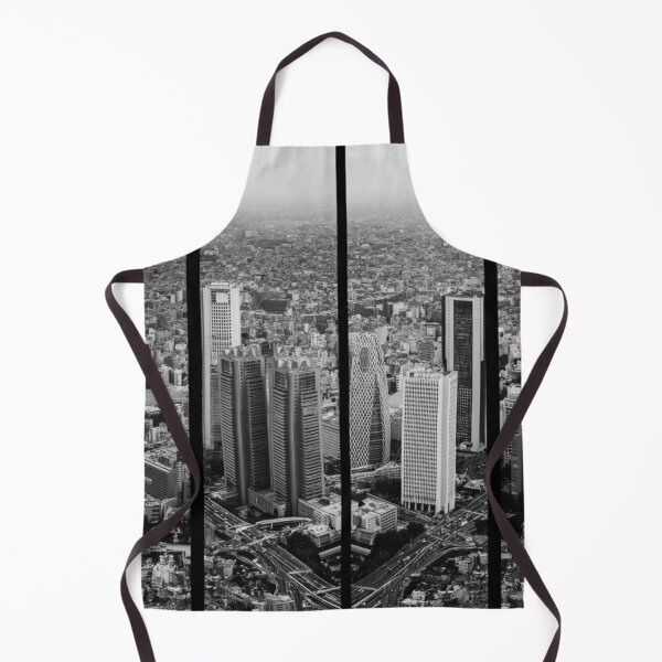 Item preview, Tokyo Shinjuku Cityscape – 4‑Panel Segmented Urban Skyline (Black & White) designed and sold by ARbyCharlie.