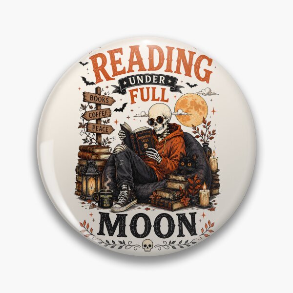 Item preview, Reading Under Full Moon Book And Coffee Lover Skeleton designed and sold by legendaryskins.