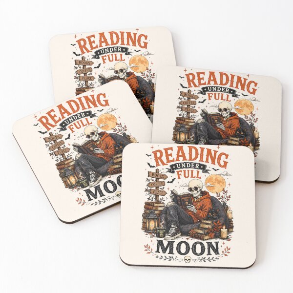 Item preview, Reading Under Full Moon Book And Coffee Lover Skeleton designed and sold by legendaryskins.