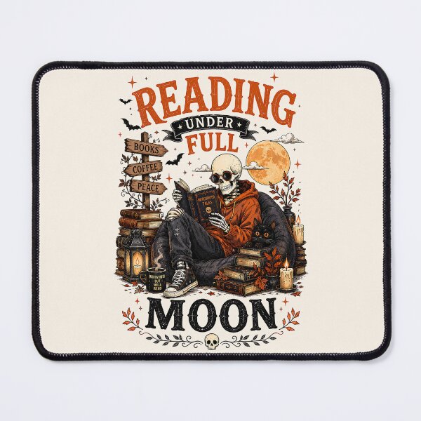 Item preview, Reading Under Full Moon Book And Coffee Lover Skeleton designed and sold by legendaryskins.
