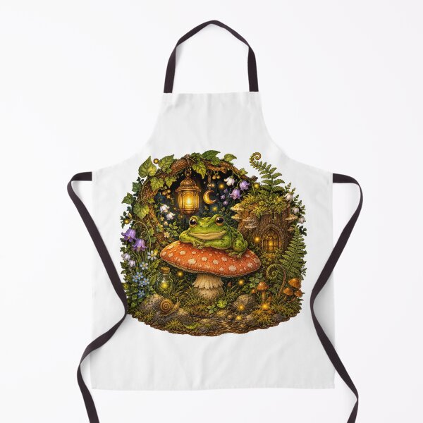 Item preview, Cute Cottagecore Frog on a Mushroom – Enchanted Forest designed and sold by Claudia Ilie Art.