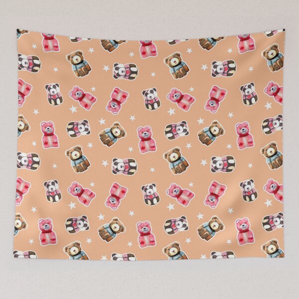 Item preview, Cute teddy panda pattern with apricot background designed and sold by TurquoiseChicken.