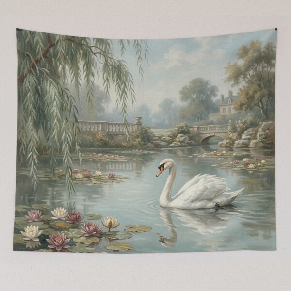 Item preview, Swan on Lily Pond Classical Oil Painting designed and sold by Denim Art Studio.