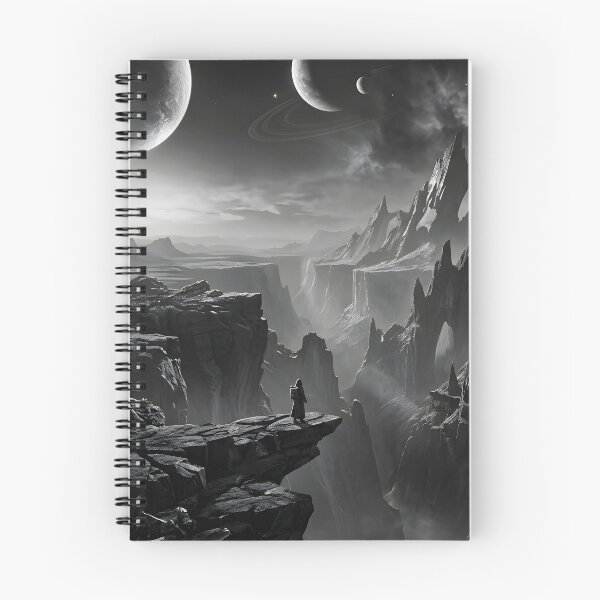 Item preview, Surreal Sci-Fi Planetary Horizon Black and White Art designed and sold by BUTTER7FLY.