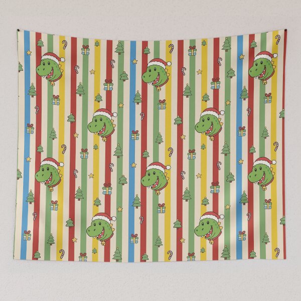 Item preview, Cute Christmas Dinosaur Retro Stripe Pattern designed and sold by OneLook.