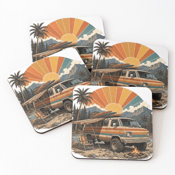 Item preview, Retro Side Profile Off Road Camping Van Sunset designed and sold by Retro Surf & Roam.