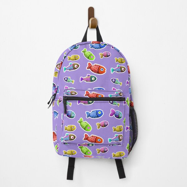 Item preview, Rainbow fish purple background pattern designed and sold by TurquoiseChicken.
