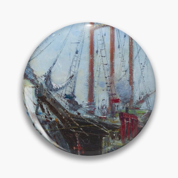 Item preview, Eastport Docks nautical maritime harbor waterfront seascape painting with schooner by Guy Carleton Wiggins designed and sold by Jéanpaul  Ferro.