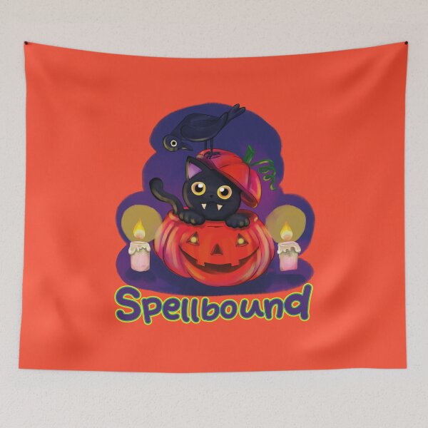 Item preview, Spellbound vampire cat in pumpkin  designed and sold by Konopikyu.