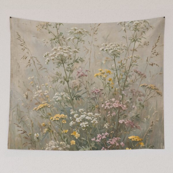 Item preview, Vintage Wildflower Meadow Oil Painting Soft Botanicals designed and sold by Jozefin's Studio.