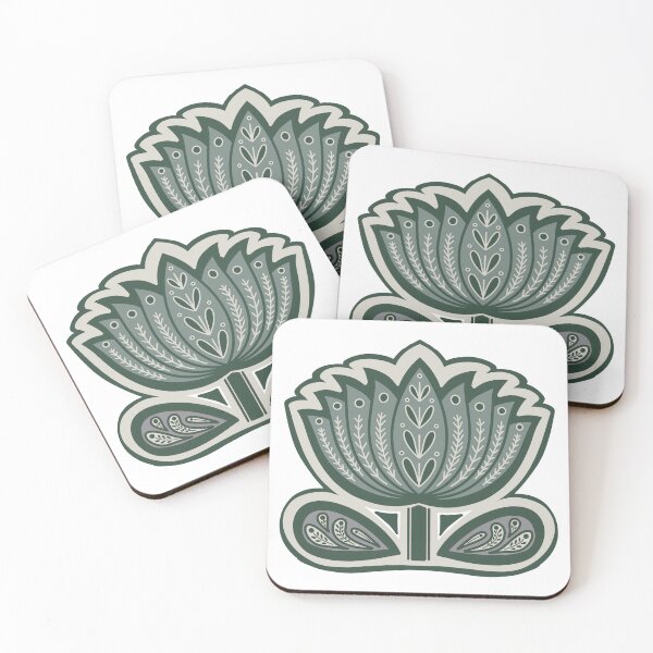 Item preview, Lotus mandala art -  Green Lotus Mandala - folk art lotus flower designed and sold by DColourMuse.