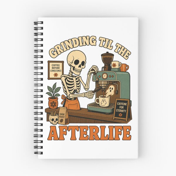 Item preview, Grinding Til The Afterlife Espresso Coffee Barista Skeleton Graphic Tee designed and sold by Design Vibras.
