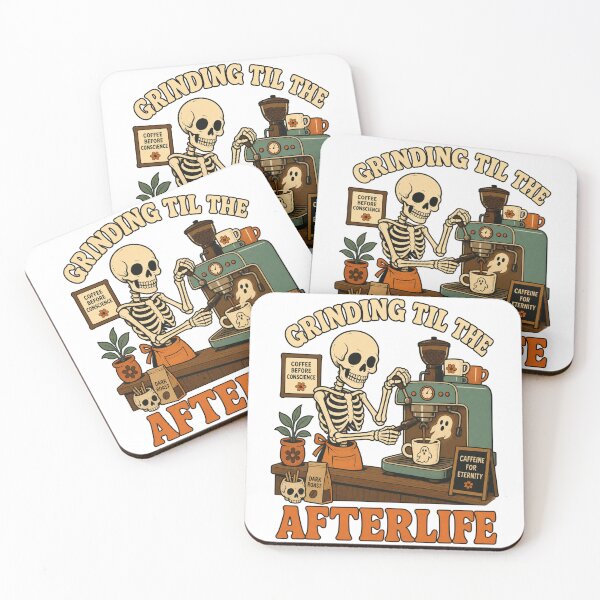 Item preview, Grinding Til The Afterlife Espresso Coffee Barista Skeleton Graphic Tee designed and sold by Design Vibras.