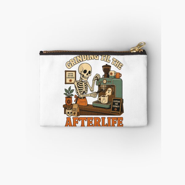 Item preview, Grinding Til The Afterlife Espresso Coffee Barista Skeleton Graphic Tee designed and sold by Design Vibras.