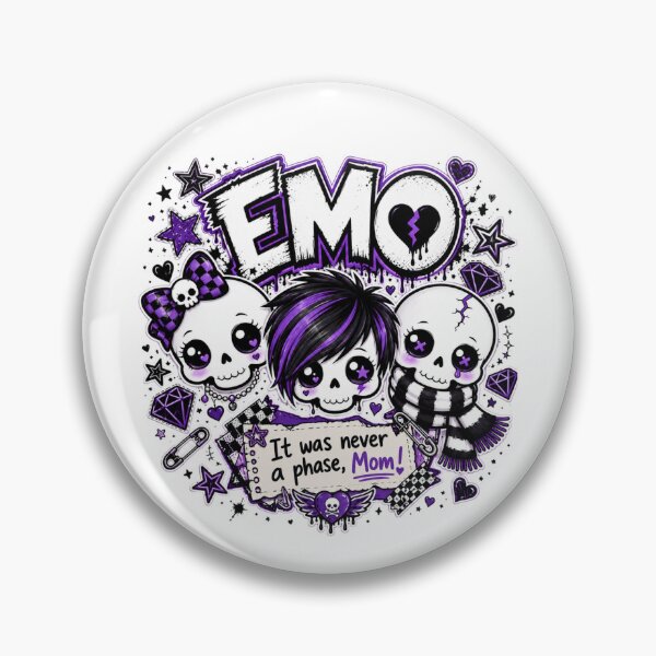 Artikelvorschau, EMO – Das war nie nur eine Phase, Mama! | Niedliche lila Emo-Totenkopf entworfen und verkauft von Claudia Ilie Art.