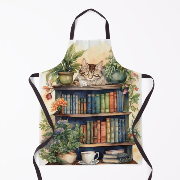 Item preview, Cozy Bookshelf Cat Watercolor designed and sold by Becky-Poppins.