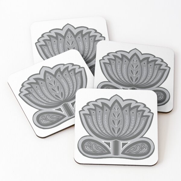 Item preview, Lotus mandala art - Gray Lotus Mandala - folk art lotus flower designed and sold by DColourMuse.