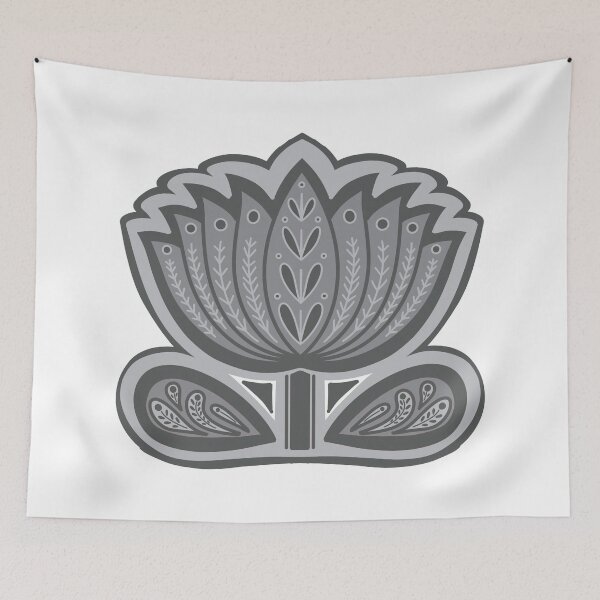 Item preview, Lotus mandala art - Gray Lotus Mandala - folk art lotus flower designed and sold by DColourMuse.
