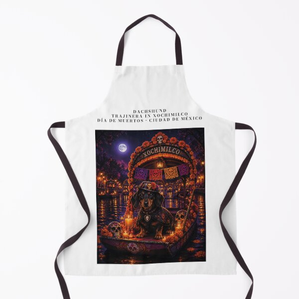 Item preview, Dachshund sailing on an illuminated trajinera in Xochimilco on the Night of the Dead designed and sold by Nomad-Paws.