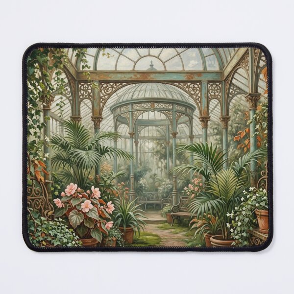 Item preview, Ornate Victorian Conservatory Lush Greenhouse Art designed and sold by Denim Art Studio.