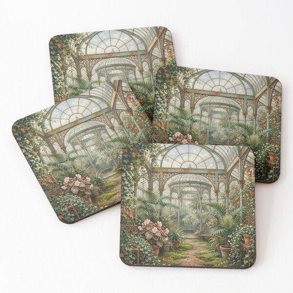 Item preview, Ornate Victorian Conservatory Lush Greenhouse Art designed and sold by Denim Art Studio.