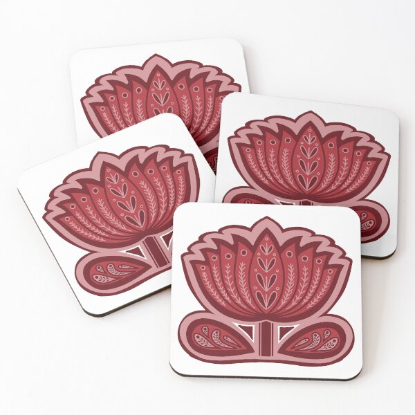 Item preview, Lotus mandala art - deep Red / maroon Lotus Mandala - folk art lotus flower designed and sold by DColourMuse.