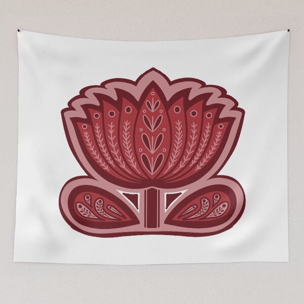 Item preview, Lotus mandala art - deep Red / maroon Lotus Mandala - folk art lotus flower designed and sold by DColourMuse.