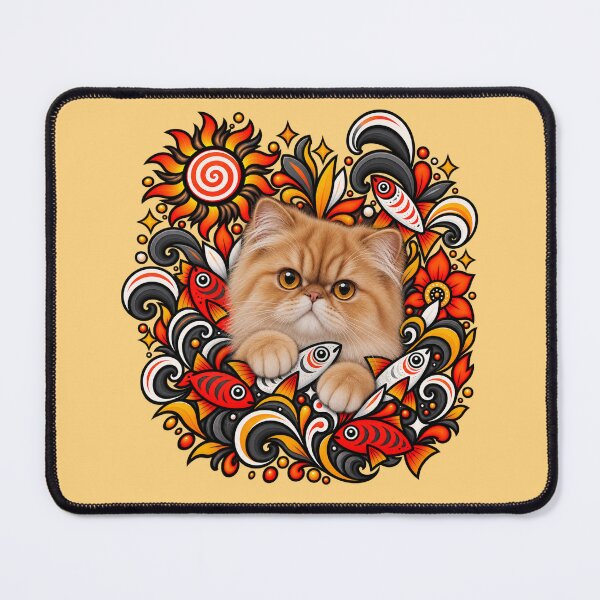 Item preview, Persian Cat Floral Decor - Fish & Swirls designed and sold by PixelsPaws.