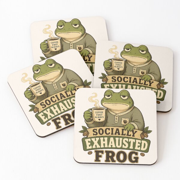 Item preview, Socially Exhausted Coffee Lover Frog - Coffee First Always designed and sold by legendaryskins.