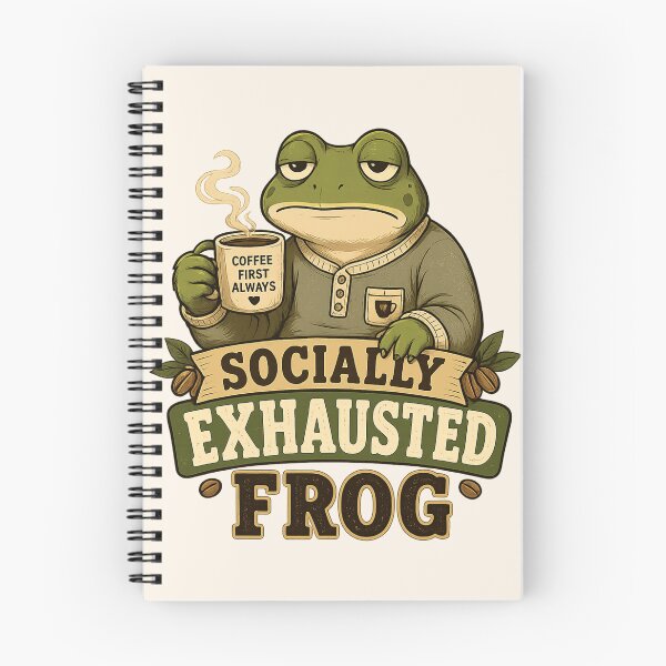Item preview, Socially Exhausted Coffee Lover Frog - Coffee First Always designed and sold by legendaryskins.