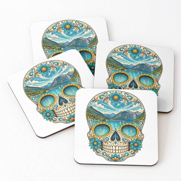 Item preview, Sugar Skull with mountain lake designed and sold by Zeewind.