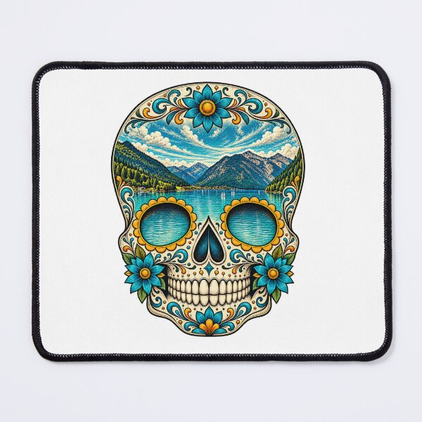 Item preview, Sugar Skull with mountain lake designed and sold by Zeewind.