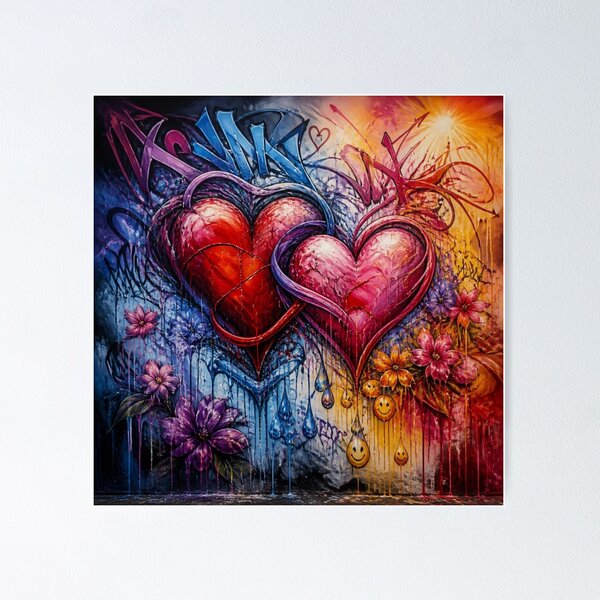 Item preview, Entwined Hearts Graffiti Bloom designed and sold by Lespribos .