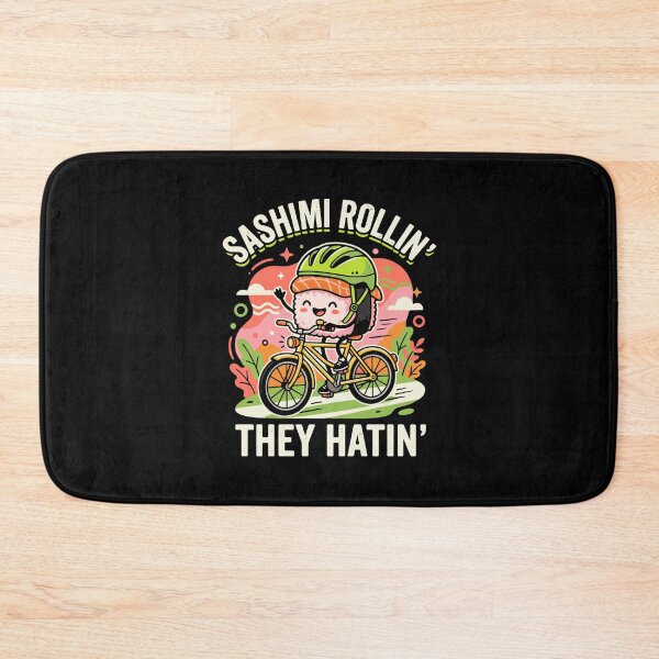 Item preview, Sashimi Rollin' They Hatin' Funny Sushi Cyclist Food Pun designed and sold by PopStars1993.