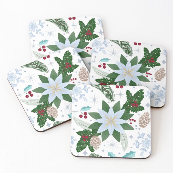 Item preview, Cozy Winter White Poinsettia Pine Seamless Pattern Graphic designed and sold by DiNata.