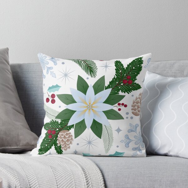 Item preview, Cozy Winter White Poinsettia Pine Seamless Pattern Graphic designed and sold by DiNata.
