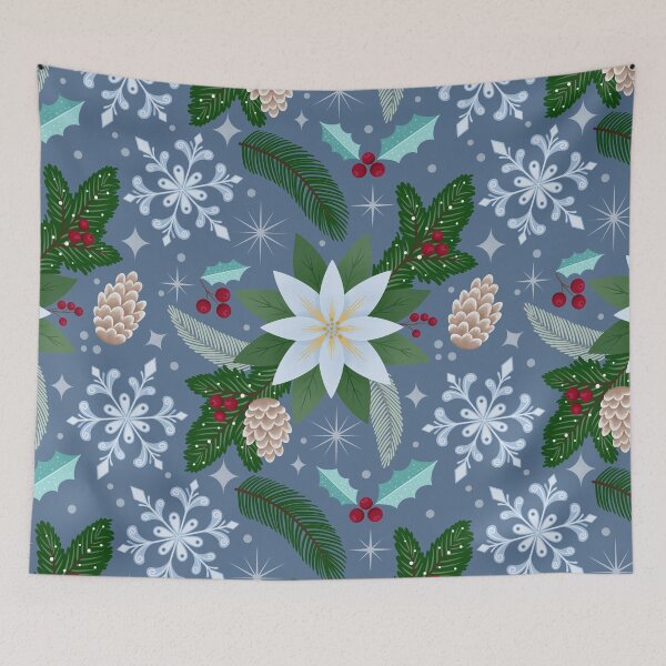 Item preview, Cozy Winter White Poinsettia Pine Seamless Pattern Graphic designed and sold by DiNata.