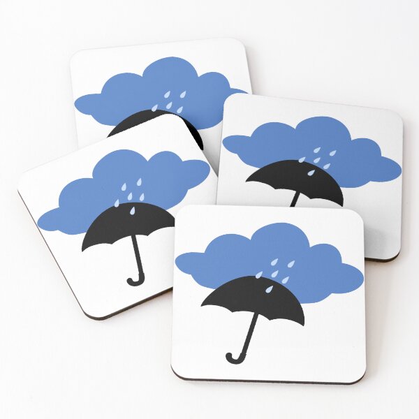 Item preview, Rainy Day Blue Cloud and Black Umbrella Silhouette designed and sold by ZorianArt.