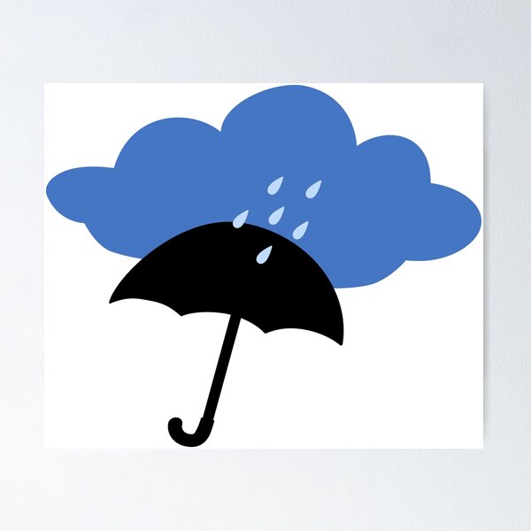 Item preview, Rainy Day Blue Cloud and Black Umbrella Silhouette designed and sold by ZorianArt.