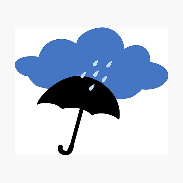 Item preview, Rainy Day Blue Cloud and Black Umbrella Silhouette designed and sold by ZorianArt.