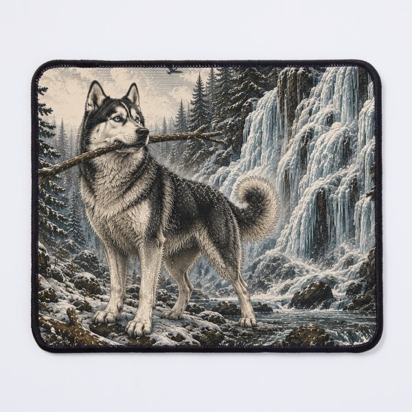 Item preview, Vintage Siberian Husky Frozen Waterfall Adventure designed and sold by Bartas2026.